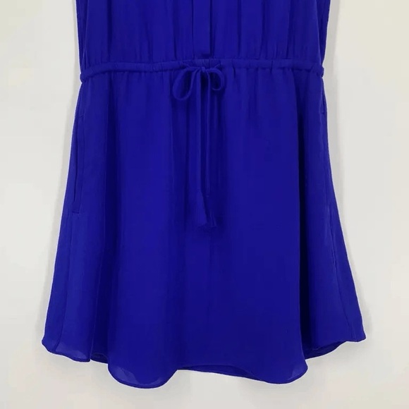 100% Silk Button Front Tie Sleeveless Mini Dress in Royal Blue | Aritzia Babaton - Picture 4 of 7